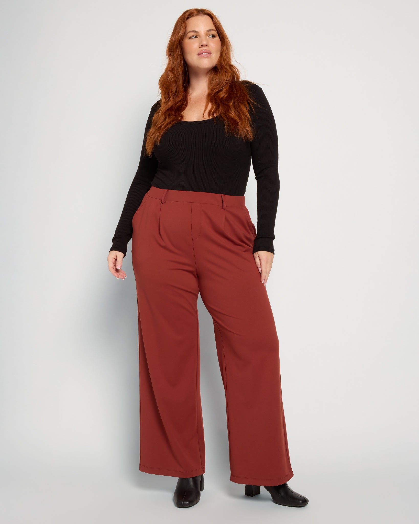 Fired Brick $|& Bobeau Pleat Pant with Pockets - UGC On Fig