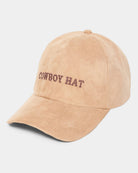 Beige $|& David & Young Cowboy Hat Embroidered Suede Baseball Cap - Hanger Front