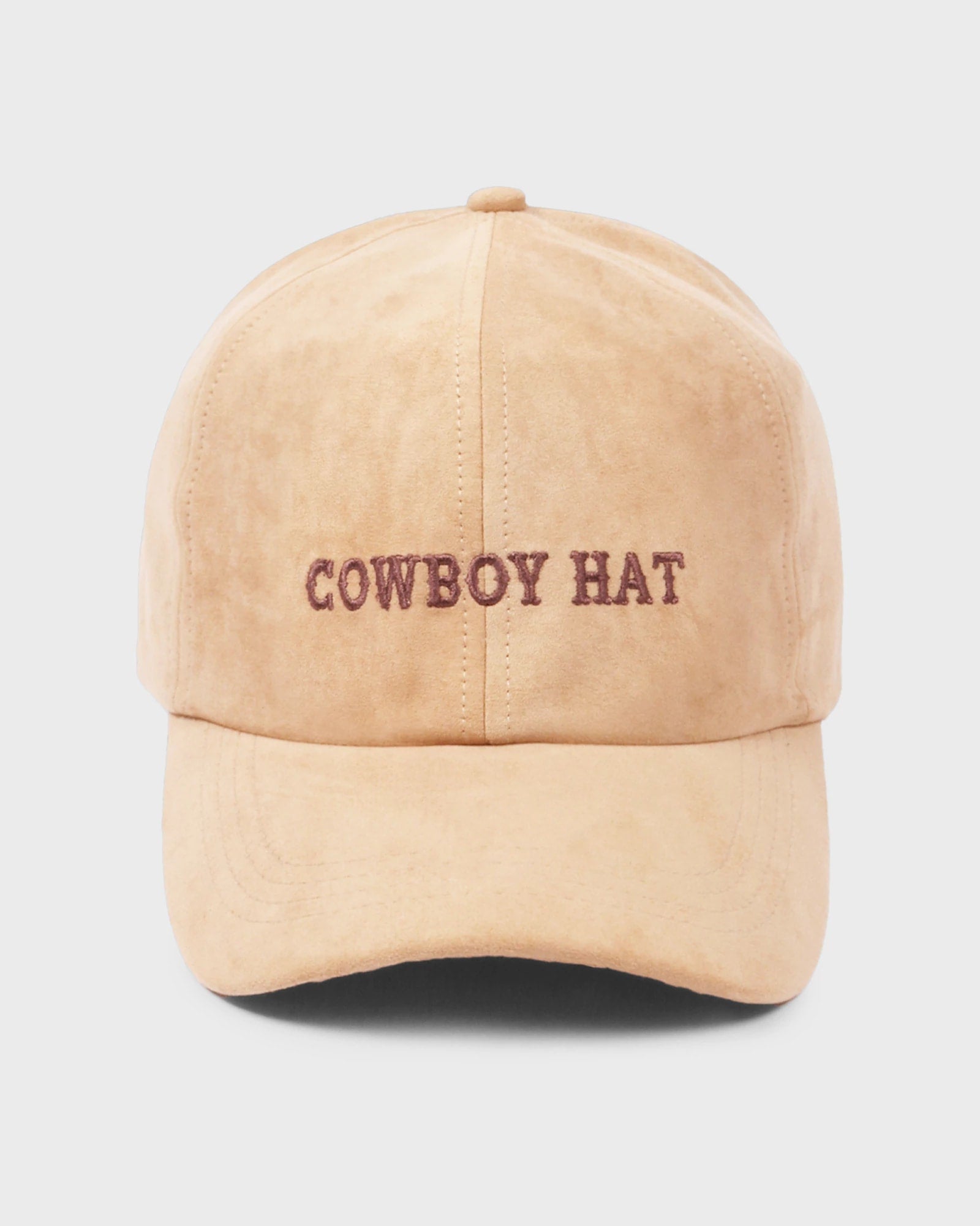 Beige $|& David & Young Cowboy Hat Embroidered Suede Baseball Cap - VOF Detail