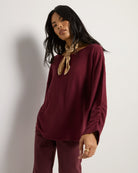 Black Cherry $|& SEAS Sonder Cinch Sleeve Pullover - SOF Front