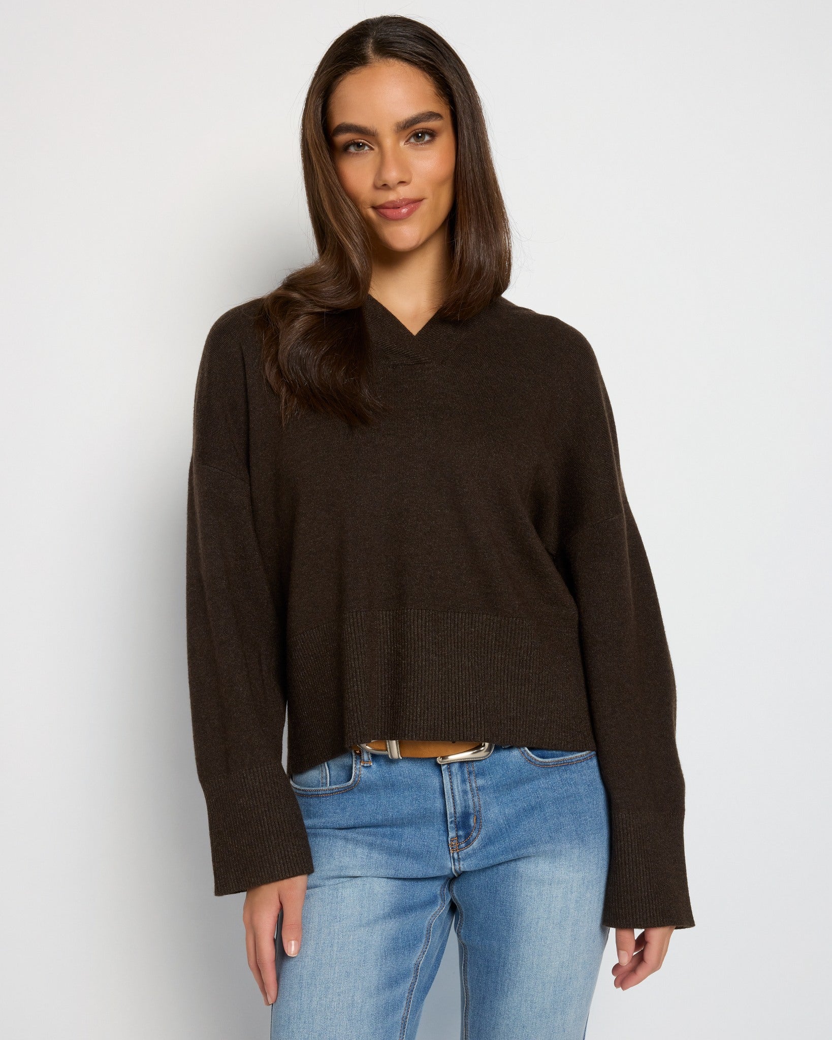 Heather Obsidian $|& SEAS Grace Hooded Sweater - SOF Front