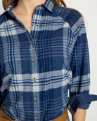 Indigo Haze Plaid $|& Herizon Willow Button Front Shirt - SOF Full Front