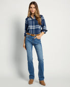 Indigo Haze Plaid $|& Herizon Willow Button Front Shirt - UGC On Fig