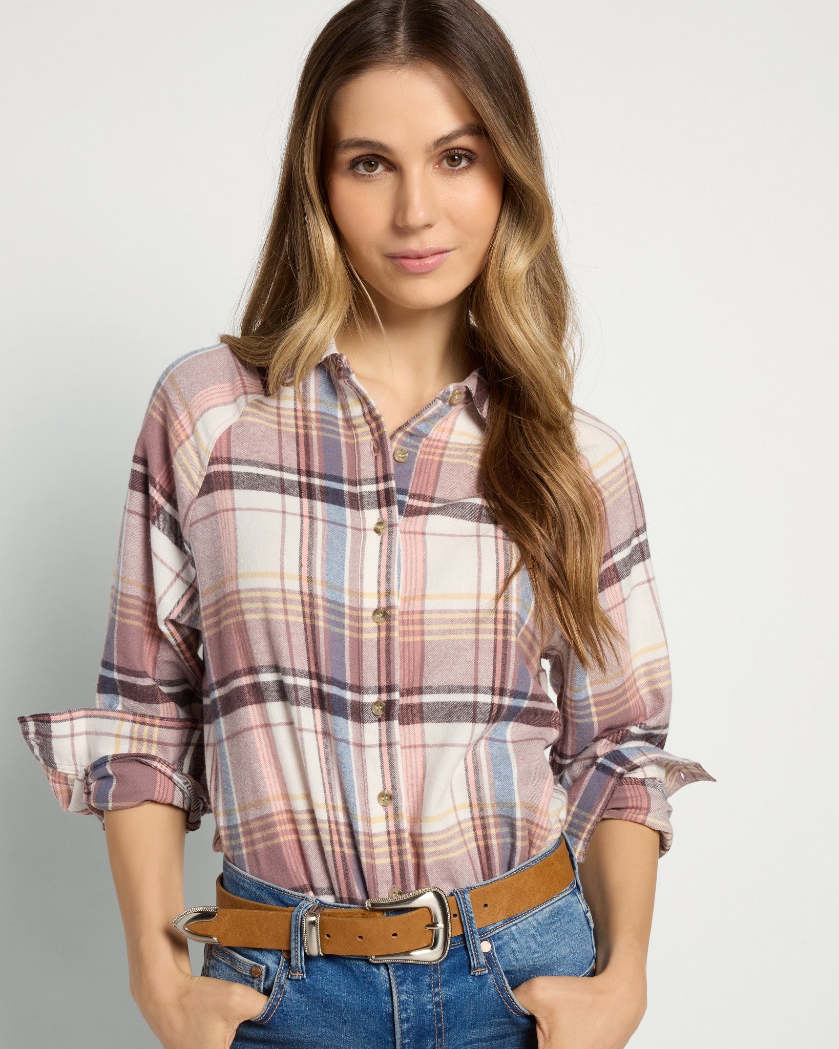 Snowflower Plaid $|& Herizon Willow Button Front Shirt - SOF Front