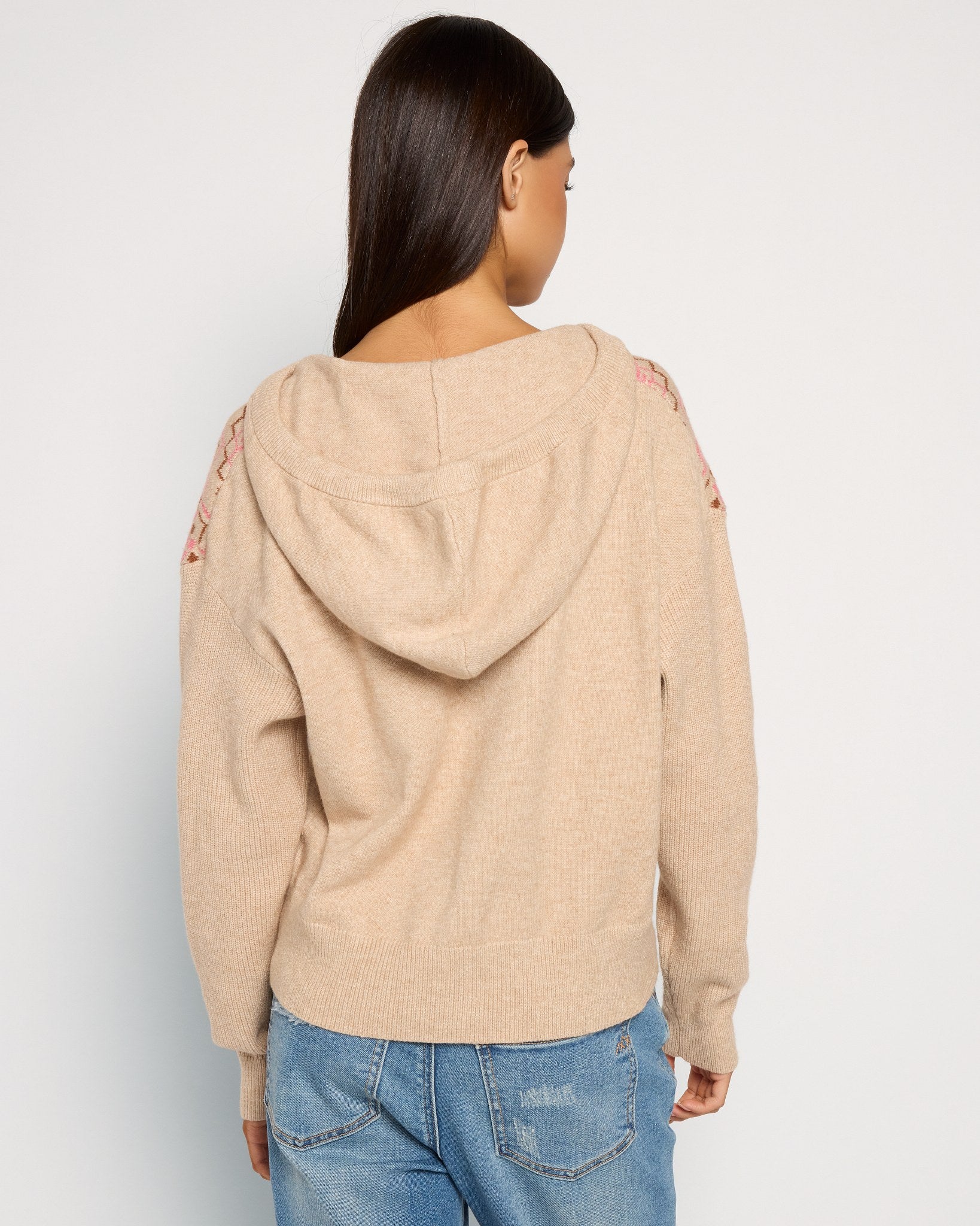Heather Oatmeal $|& Herizon Georgia Hooded Sweater - SOF Back