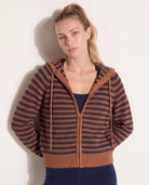 Caramel Stripe $|& Herizon Rosebud Zip Cardigan - SOF Front