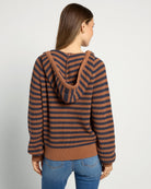 Caramel Stripe $|& Herizon Rosebud Zip Cardigan - SOF Back