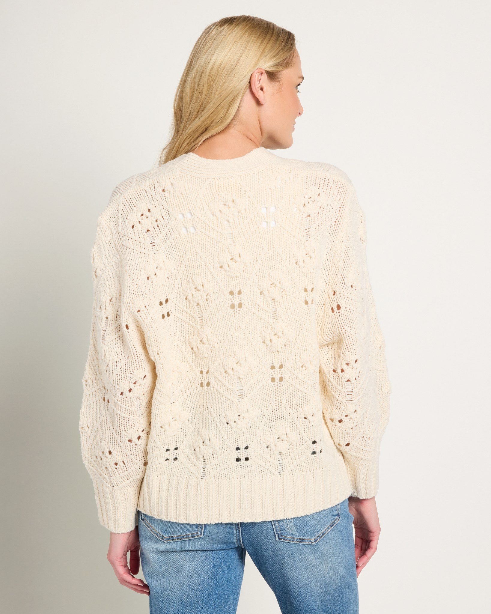 Cream $|& Herizon Sierra V-Neck Cardigan - SOF Back