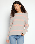 Grey Combo $|& Vigoss Striped Ribbed Tunic Sweater - SOF Front
