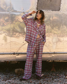 Fireside Tartan Cherry Plaid $|& SEAS Cat Nap Pant - SOF Side