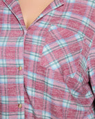 Fireside Tartan Cherry Plaid $|& SEAS Cat Nap Pajama Shirt - SOF Full Front