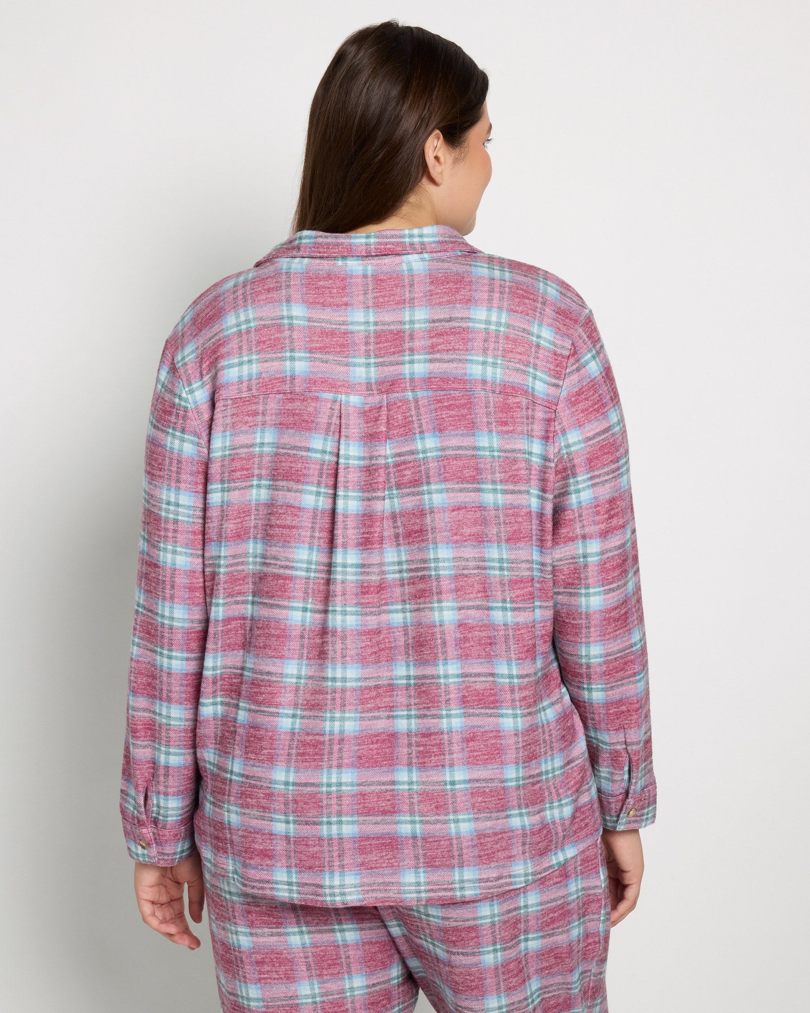 Fireside Tartan Cherry Plaid $|& SEAS Cat Nap Pajama Shirt - SOF Back