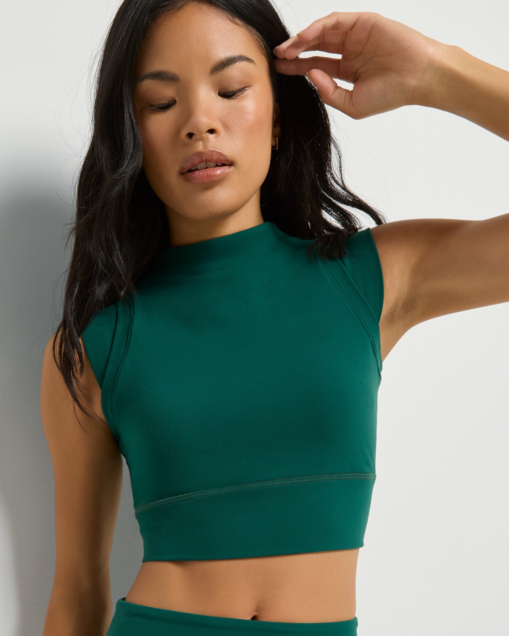 Forest Green $|& Interval CloudLight Vibe Long Crop Tank - SOF Full Front