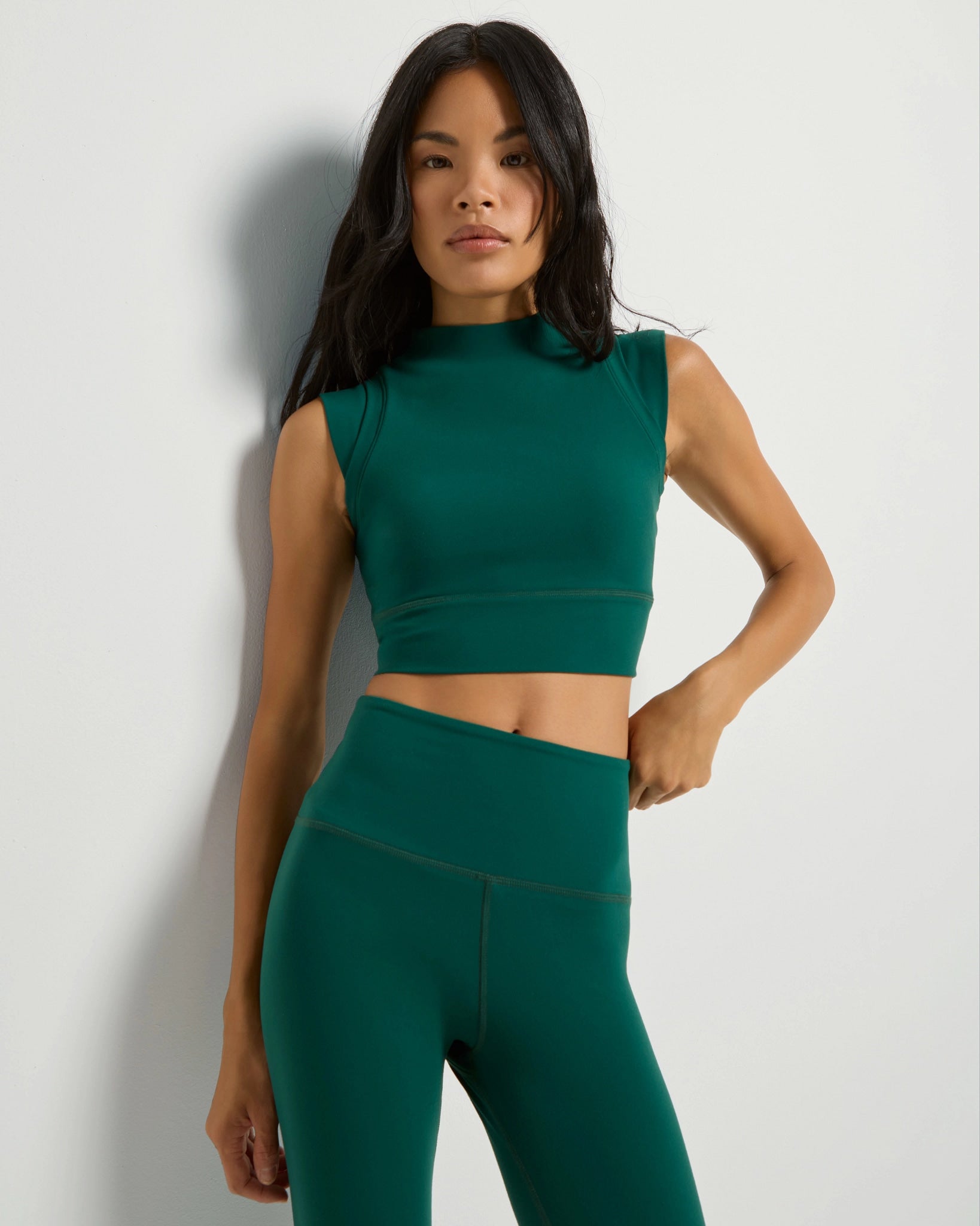 Forest Green $|& Interval CloudLight Vibe Long Crop Tank - SOF Front