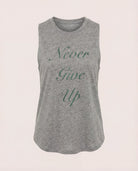 Heather Grey $|& Interval Grace Muscle Tank Never Give Up - Hanger Detail