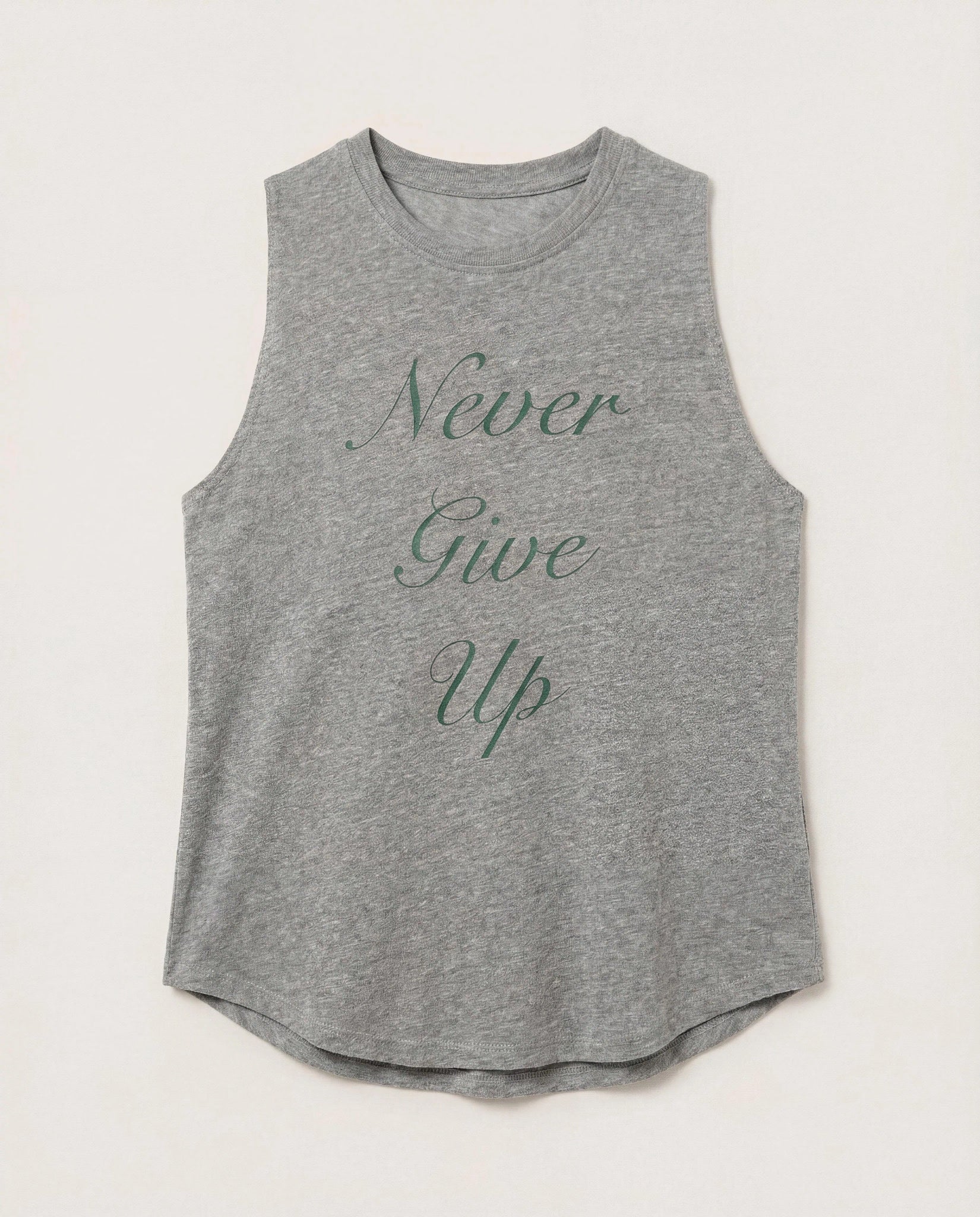 Heather Grey $|& Interval Grace Muscle Tank Never Give Up - Hanger Detail