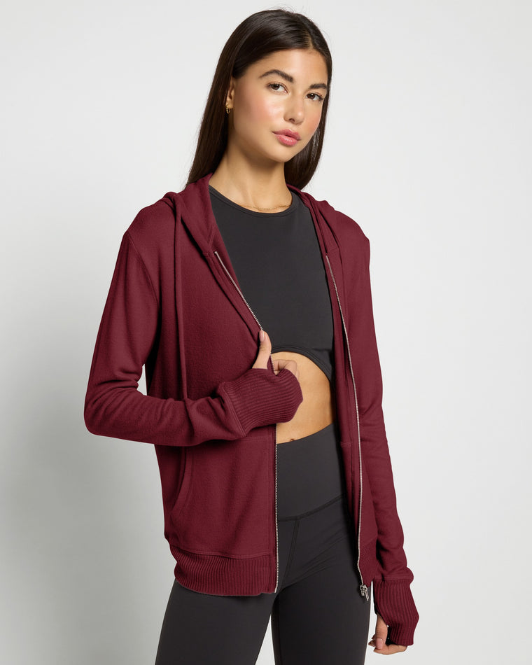 Black Cherry $|& Interval Hacci Zip Hoodie - SOF Front