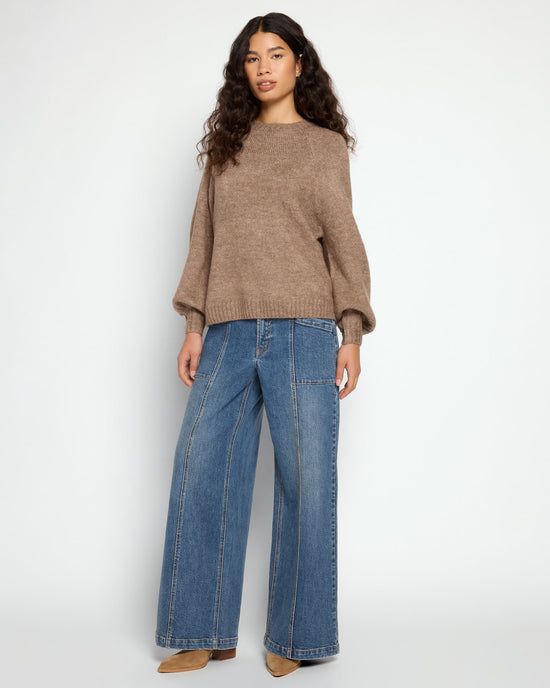 Heather Sandbar $|& SEAS Balloon Sleeve Crewneck Sweater - UGC On Fig