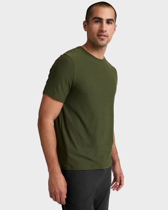 Army Green $|& Beyond Yoga Always Beyond Crew Tee 2.0 - Hanger Front