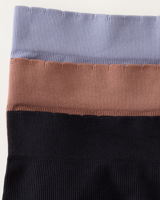 Cognac/Black/Silver Bullet $|& Capezio Seamless Ribbed Boy Short 3 Pack