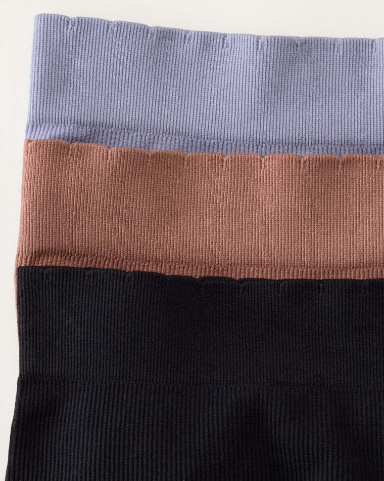 Cognac/Black/Silver Bullet $|& Capezio Seamless Ribbed Boy Short 3 Pack