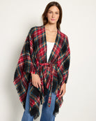 Black $|& David & Young Plaid Belted Wrap - SOF Front