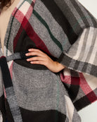 Black $|& David & Young Plaid Ruana with Belt - SOF Full Front