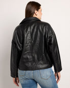 Black $|& Max Studio Belted Moto Jacket - SOF Back