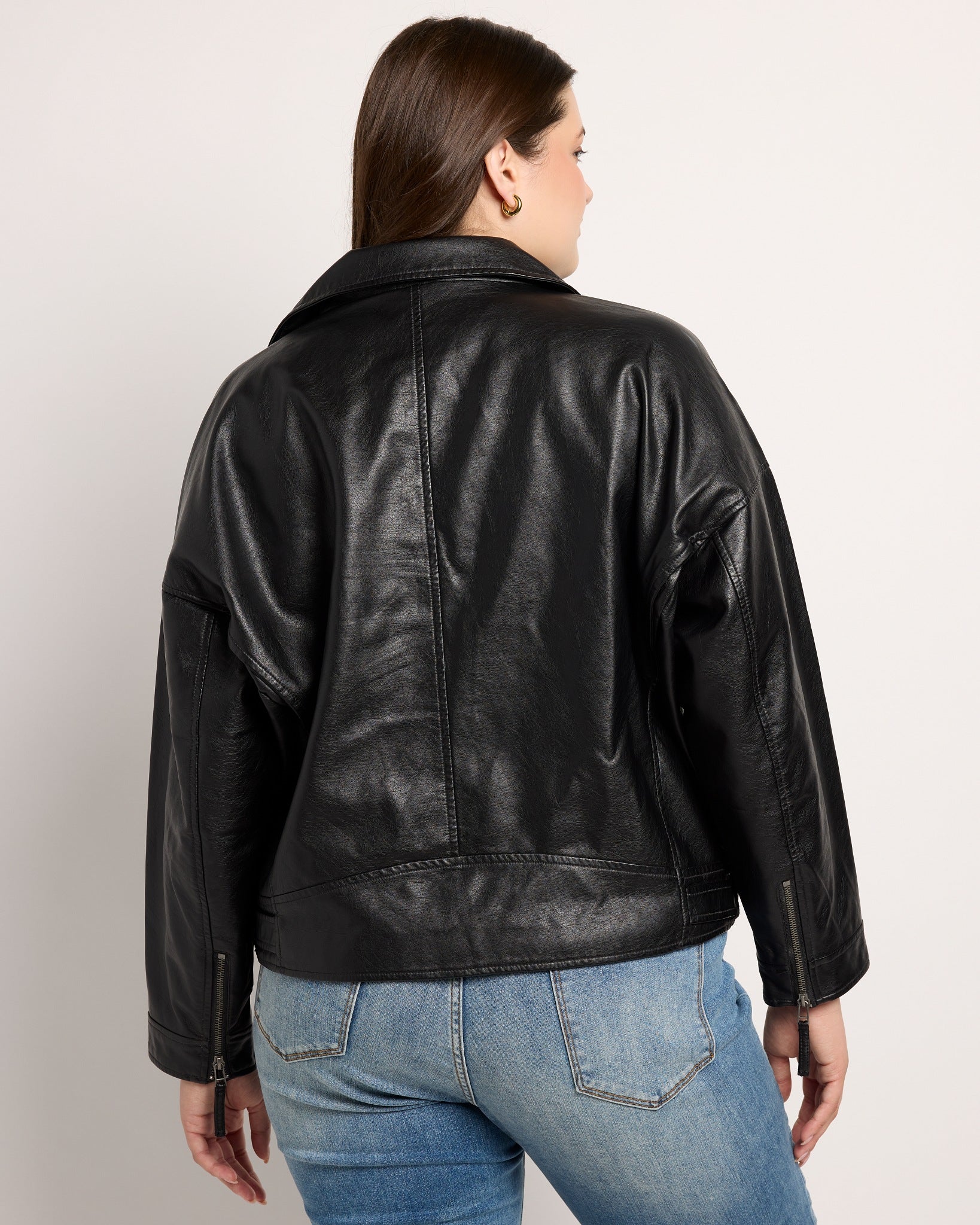 Black $|& Max Studio Belted Moto Jacket - SOF Back