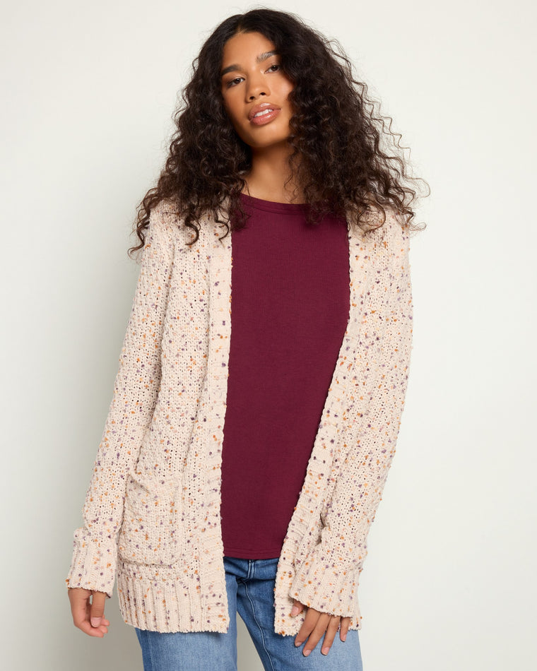 Open Front Popcorn Cardigan - Main Image