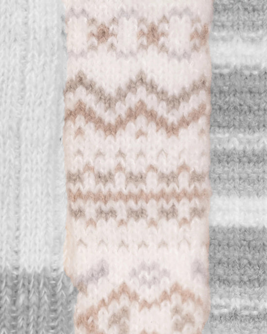 Ivory/Neutral $|& MUK LUKS 3 Pack Microfiber Boot Socks - Hanger Back