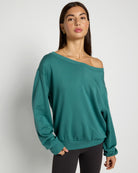 Deep Teal $|& Interval Flex Fleece One Shoulder Pullover - SOF Front