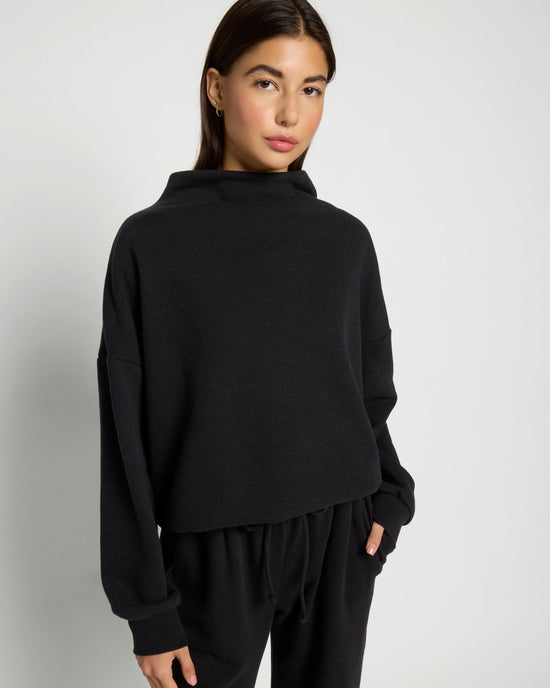 Black $|& Interval Bay Funnel Neck Sweatshirt - SOF Front