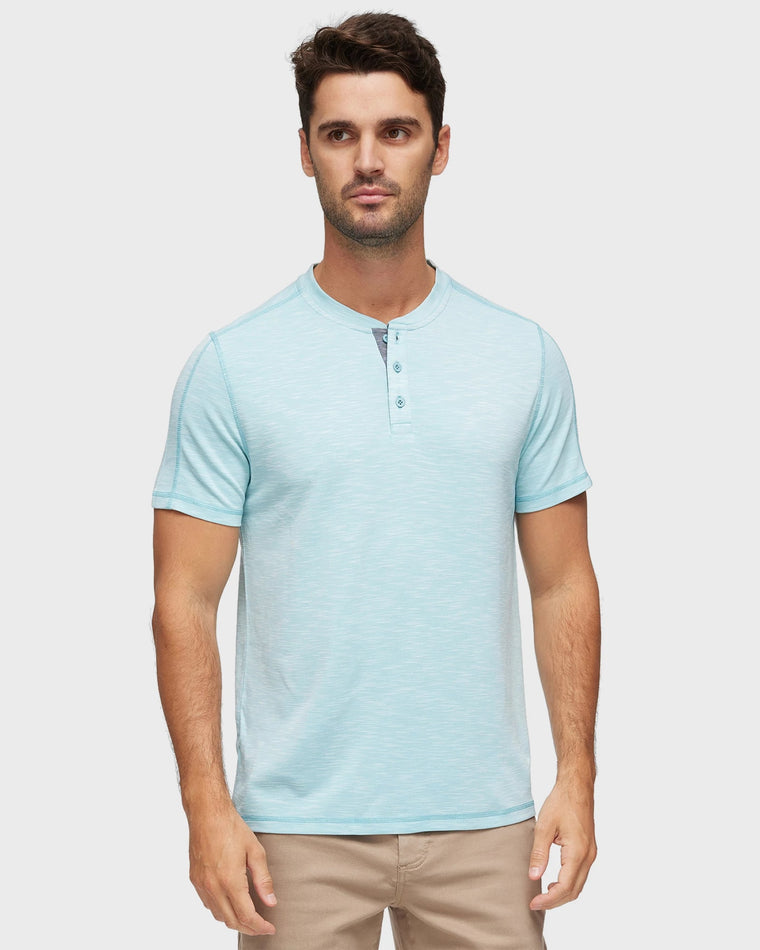Aqua $|& Flag & Anthem Momentum Performance Slub Henley - VOF Detail