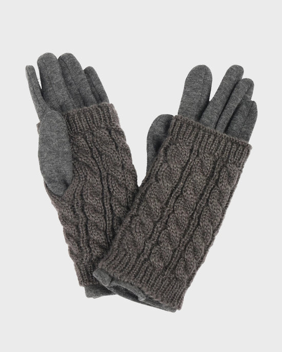 Grey $|& David & Young 3-in-1 Cable Knit Touch Smart Gloves - VOF Detail