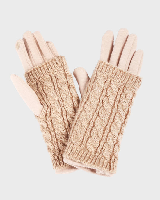 Beige $|& David & Young 3-in-1 Cable Knit Touch Smart Gloves - VOF Detail