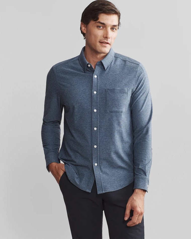 Vintage Indigo/Slate Blue Heather $|& Rhone Wfh Shirt - VOF Detail