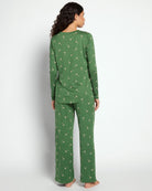 Dark Green Martini $|& Bobeau Sleepwear Printed Butter Knit Long Sleeve Top & Pant - SOF Back