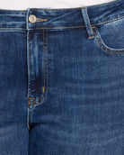 Dark Blue $|& Bayeas High Rise Straight Leg Jeans Wash Detail - SOF Full Front