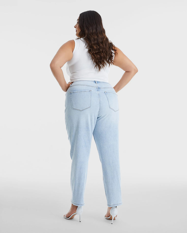 Light Blue $|& Bayeas High Rise Straight Leg Jeans Wash Detail - Hanger Side