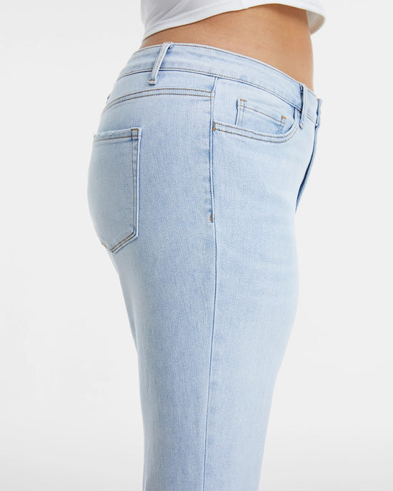 Light Blue $|& Bayeas High Rise Straight Leg Jeans Wash Detail - Hanger Front