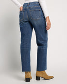 Vintage Dark Blue $|& Bayeas High Rise Pieced Straight Leg Jeans - SOF Back