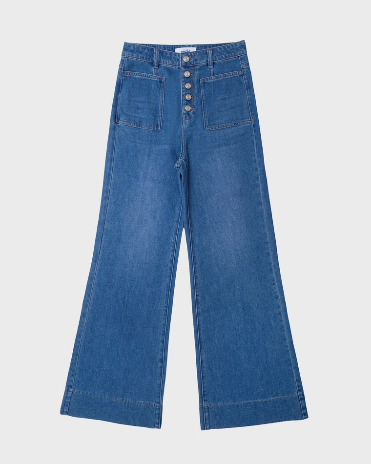 Medium Blue $|& Bayeas High Rise Wide Leg Jeans - VOF Detail