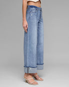 Medium Wash $|& Hidden The Nori Mid Rise Pintuck Wide Leg Jean - Hanger Front