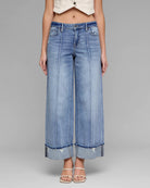 Medium Wash $|& Hidden The Nori Mid Rise Pintuck Wide Leg Jean - VOF Detail