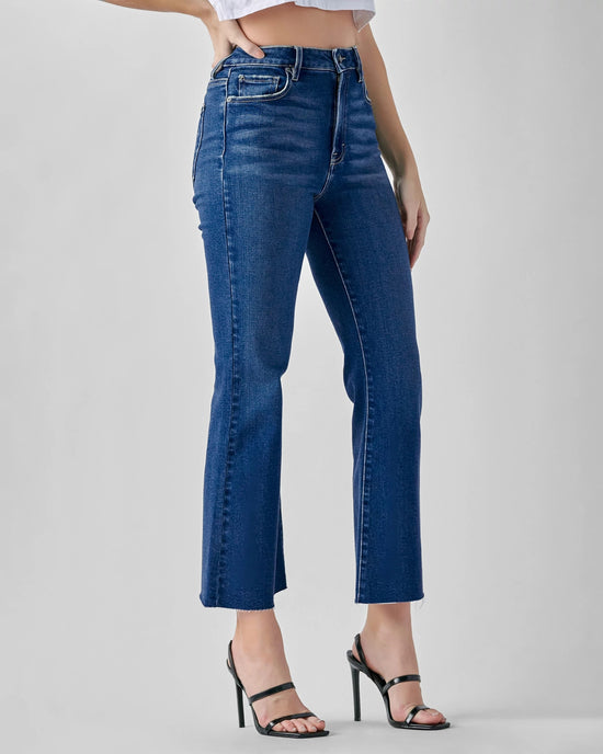 Dark Wash Blue $|& Hidden The Happi Cropped Flare - Hanger Front
