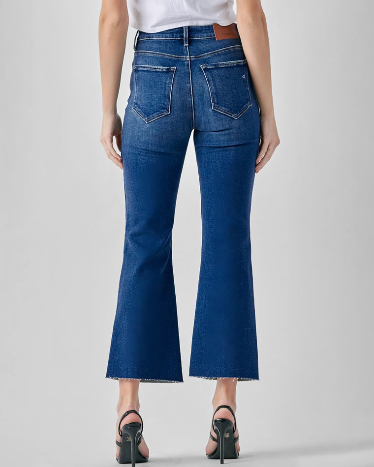 Dark Wash Blue $|& Hidden The Happi Cropped Flare - Hanger Side