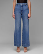 Medium Dark $|& Hidden The Happi High Rise Trouser Flare - VOF Detail