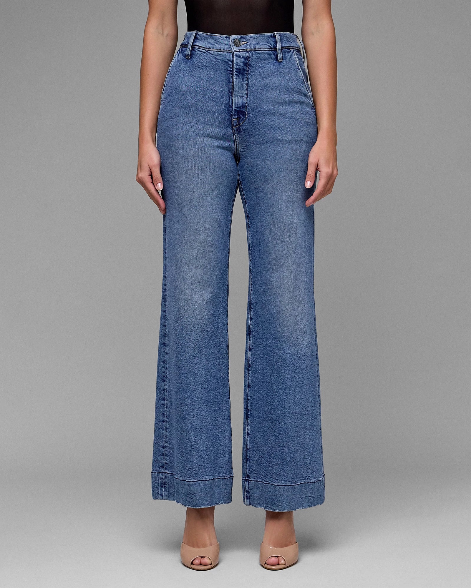 Medium Dark $|& Hidden The Happi High Rise Trouser Flare - VOF Detail