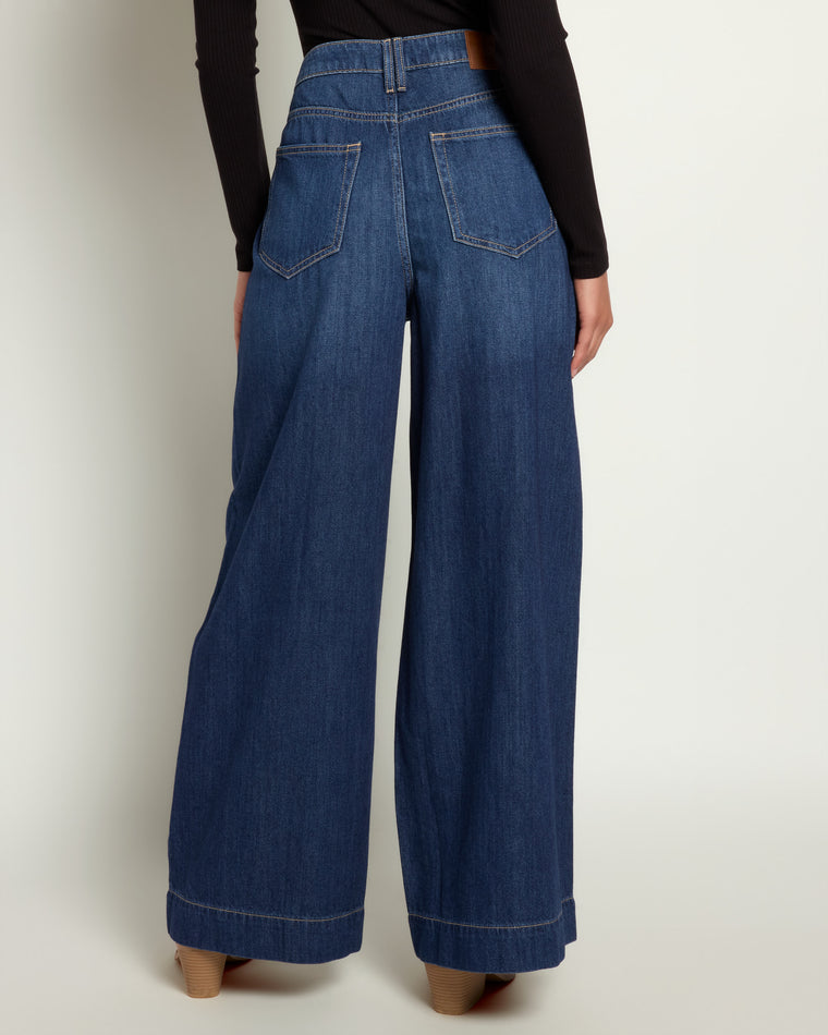 Dark Wash Blue $|& Hidden The Nori Super Soft Trouser Jean - SOF Full Front